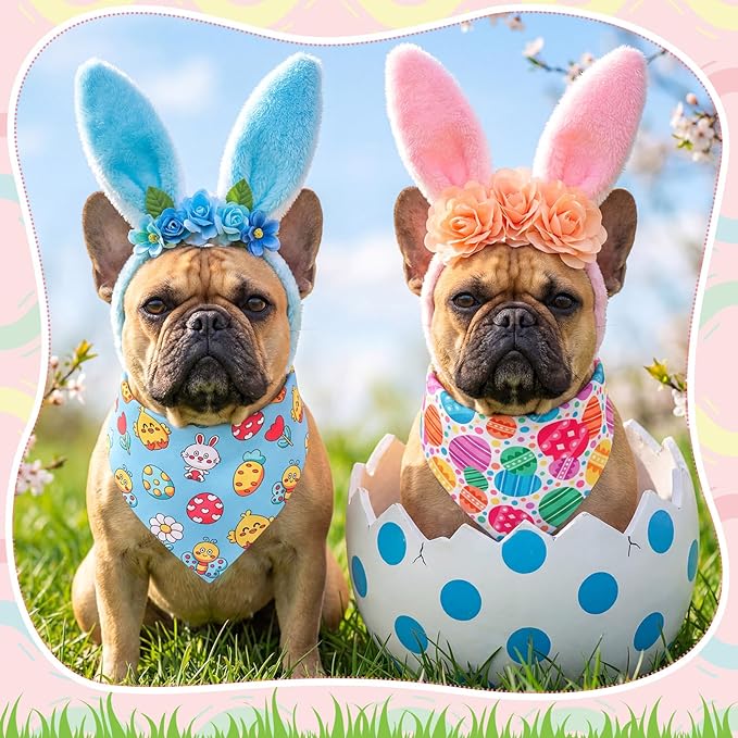 Sanwuta 72 Pcs Spring Dog Bandana Bulk Washable Puppy Triangle Scarfs Cat Bandanas Rabbit Adjustable Soft Spring Pattern Pet Triangle Bibs Accessories for Small Medium Dogs Cats Pets Costume