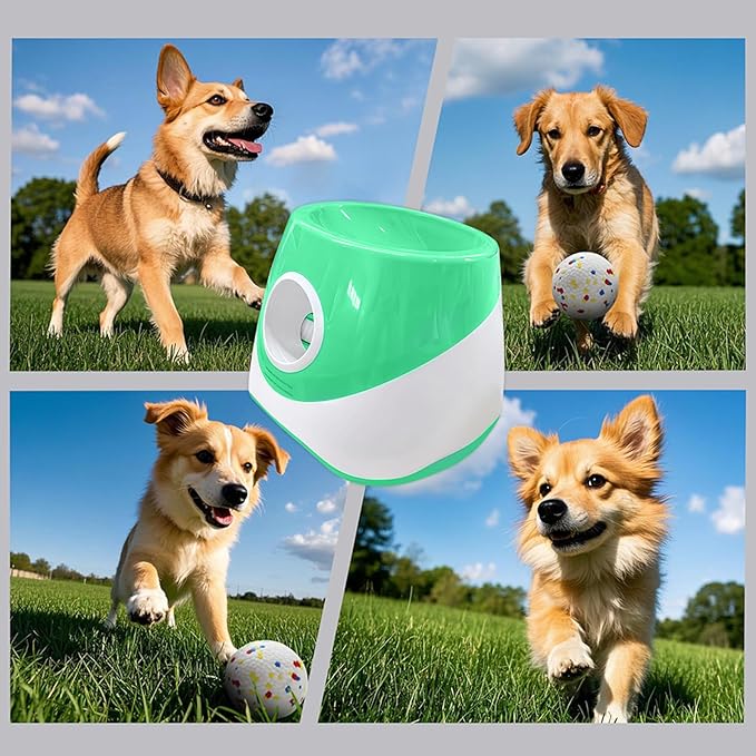 Automatic Ball Launcher for Dogs with 3 Tennis Balls - Interactive Dog Toy with 3 Adjustable Distances, Rechargeable Ball Thrower for Small & Medium Dogs, Indoor Outdoor Fetch Machine for Pet Exercise