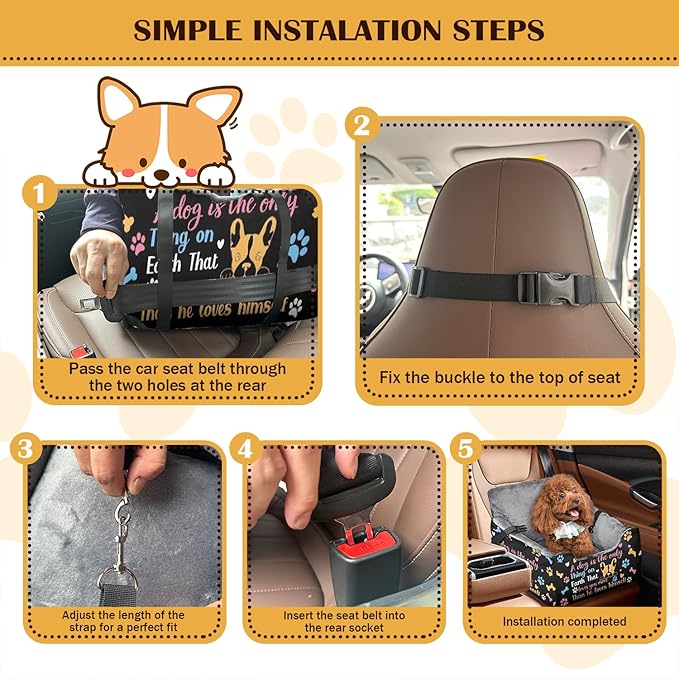 Dog Car Seats for Small Medium Sized Dogs Carseat for Car Funny Fuzzy Pet Dog Booster Car Seat Puppy Under 31 Lbs with Soft Plush Cushion&Washable Removable Cover