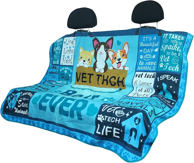 Waterproof Back Seat Cover for Dogs and Kids, Car Seat Protector Under Baby Car Seat, Child and Dog Car Seat Cover Blanket for Rear Bench(Vet Tech Gift, Rear Bench Seat Towel)