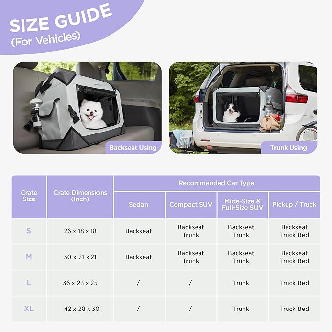 Lesure Collapsible Dog Crate - Portable Travel Kennel for Extra Large Dog, 4-Door Pet Crate with Mesh Windows, Indoor & Outdoor, Light Gray