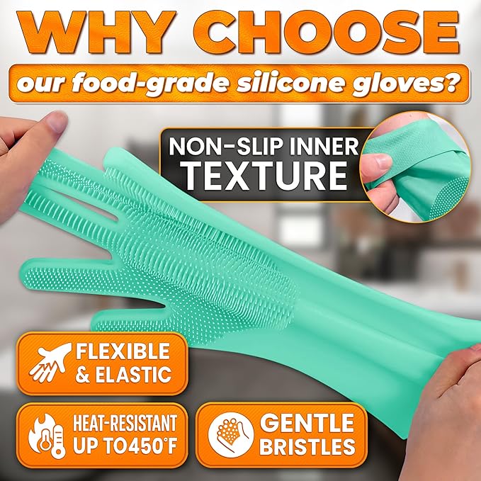 Dog Hair Removal Products – Cat and Dog Shampoo Gloves with 3000 Bristles, 2-in-1 Dog Bath Gloves 11.6", Durable Silicone, Saves Shampoo | Massage, Grooming & Clean Wet or Dry, Every Breed (Turquoise)