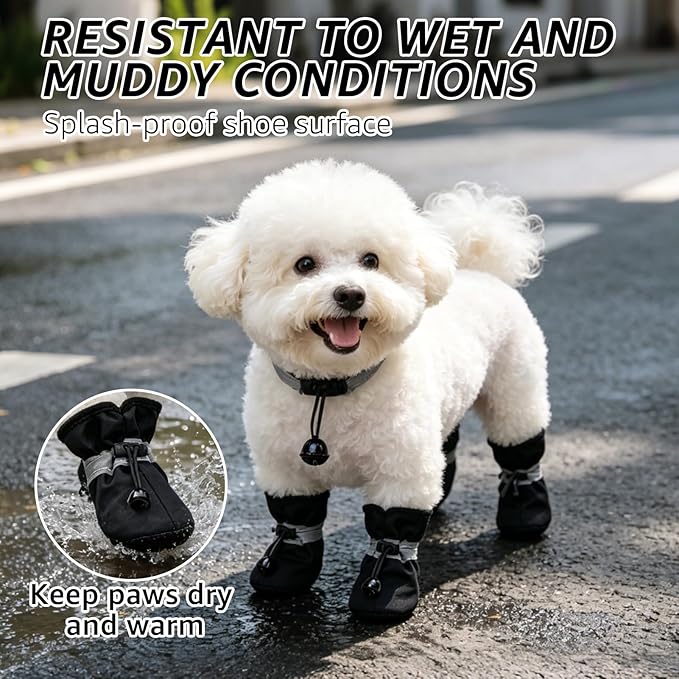 SCENEREAL Dog Shoes for Hot Pavement Hardwood, Reflective Non-Slip Dog Boots & Paw Protectors for Small Medium Dogs, Summer Heat Boots Resistant Waterproof Soft Outdoor Walking Indoor, Black Size 5