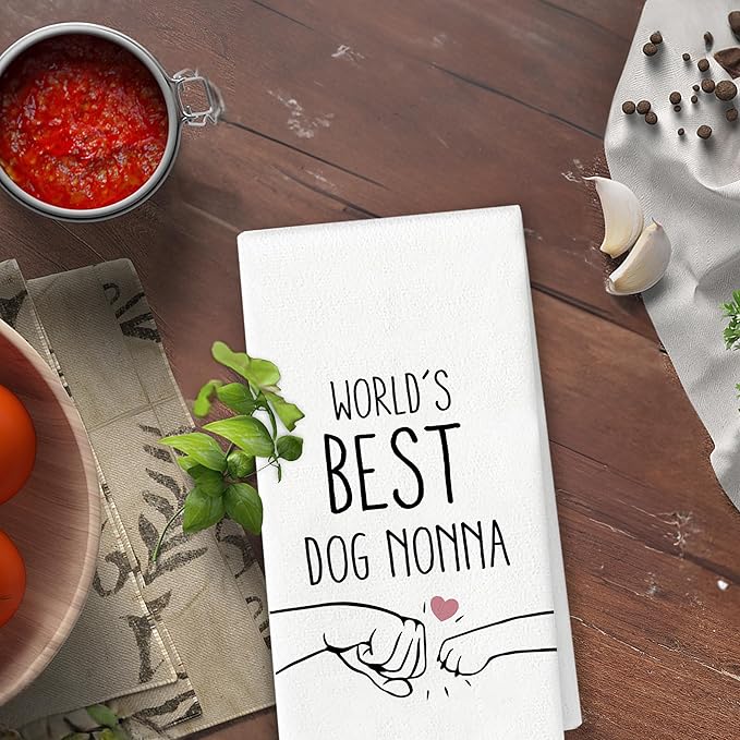 World's Best Dog Nonna Kitchen Towels, Italian Grandmother Mother Gifts, Dog Mom Grammy Gifts, Nonna Hand Towels Dish Towels for Bathroom Kitchen Decorative 16x24 Inch
