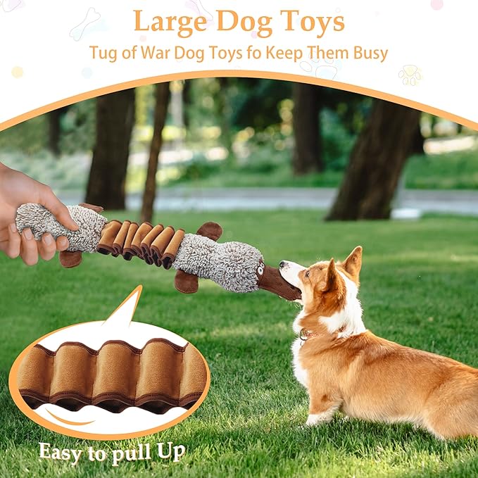 Squeaky Dog Toys, Stuffed Large Dog Toys to Keep Them Busy, Interactive Plush Chew Toys with Crinkle Paper, Tough Pet Animal Toys for Small Medium Large (2pack)