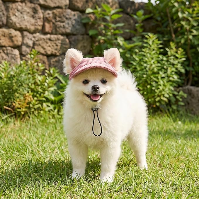 Small Dog Sun Hat with Ear Holes Adjustable Pet Visor Hat and Cute Sunglasses for Dogs Summer Outdoor Sun Protection