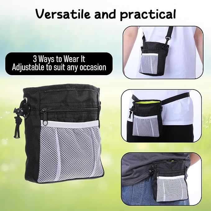 Dog Treat Pouches and Training Clicker Portable Hand Free Puppy Dogs Treat Bag with Carabiner Pets Feed Snack Reward Pocket for Pet Training Dog Treats Exercising Walking