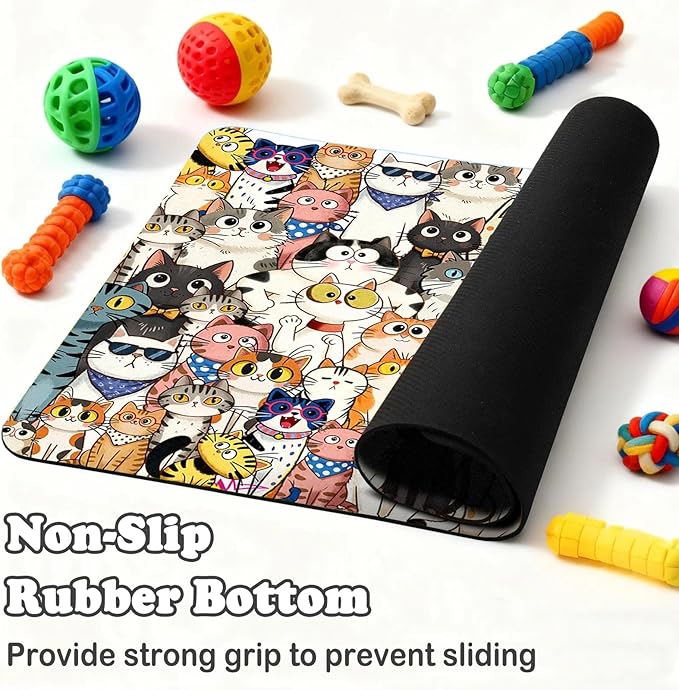 Cat Food Mat for Pet Dog Food Mat, Cats Absorbent Quick Dry Dog Bowl Mats for Food and Water, Non-Slip Cat Pet Feeding Mats for Floor Placemats 12"x20"