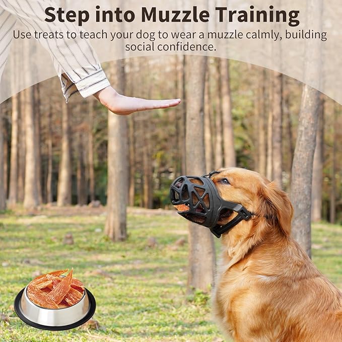 Mayerzon Dog Muzzle, Breathable Basket Muzzles for Small, Medium, Large and X-Large Aggressive Dogs Beagle German Shepherd Doberman, Cage Mouth Guard Stop Biting Chewing for Grooming Training
