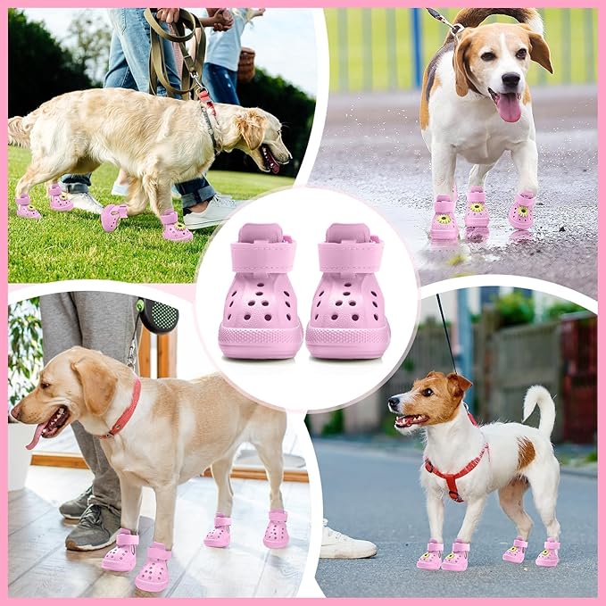 Nasjac Dog Shoes for Hot Pavement - Breathable Dog Sandals with Non Slip Soles & Reflective Straps, Easy ON & Off, Easy-Clean Summer Outdoor Pet Boots for Small Medium Large Dogs, PI, 5