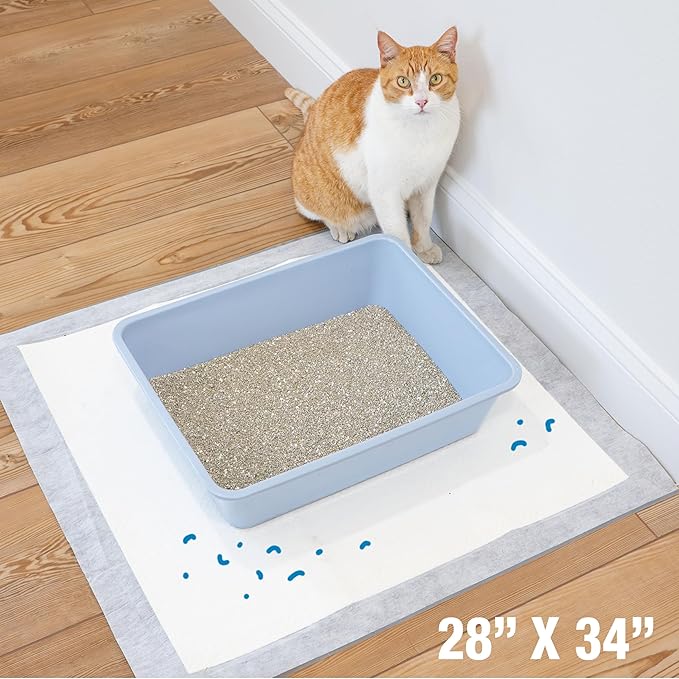 Four Paws Wee-Wee Cat Pee Pads, Disposable Litter Box Mats, Advanced Multi-Cat Odor Control, Fast Absorption Cat Box Pee Pads for Litter Tracking, 28" x 30", Unscented, 10 Count