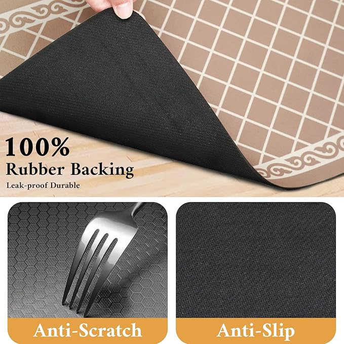 Dog Food Mat for Floors Waterproof Quick Dry Pet Placemat Cat Feeding Bowls Mats for Food and Water, Eco-Friendly Dog Accessories Diatomite Pets Supplies 12" X 20"