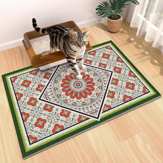 Extra Large Cat Litter Mat 30"x24",Heavy-Duty Litter Rug Catcher with Deep Textured Surface,Non-Slip Kitty Litter Mat Waterproof & Easy Clean, Ideal for Multiple Cats