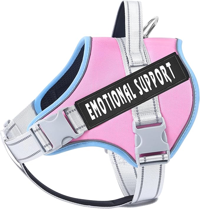 VOOPET Emotional Support Dog Harness, Professional Service Dog Vest for Large Dogs, Reflective, Breathable, Adjustable, No Pull/Choke, Pink