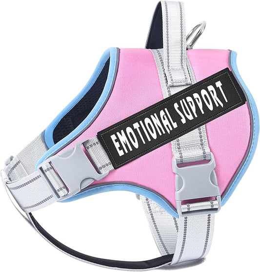 VOOPET Emotional Support Dog Harness, Professional Service Dog Vest for Large Dogs, Reflective, Breathable, Adjustable, No Pull/Choke, Pink