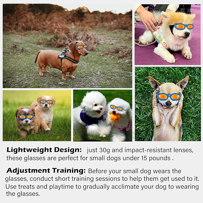 Dog Goggles Small Breed, UV/Wind/Dust/Fog Protection Pet Sunglasses with Adjustable Strap,Outdoor Dog Sunglasses for Small Dogs,Easy Wear