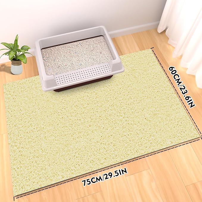 Extra Large Cat Litter Mat 30"x24",Heavy-Duty Litter Rug Catcher with Deep Textured Surface,Non-Slip Kitty Litter Mat Waterproof & Easy Clean, Ideal for Multiple Cats, Beige