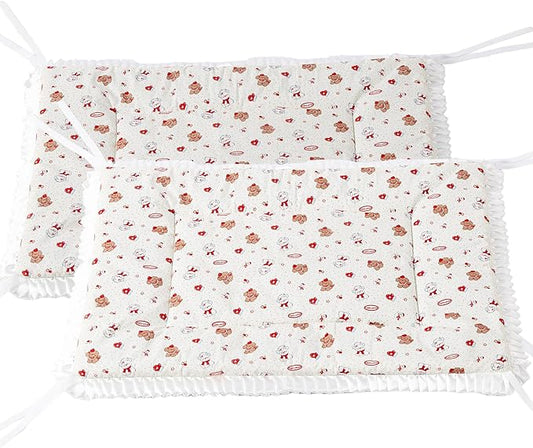 2PCS Reversible Silent Cat Bed Self Warming Pet Pad Thin Style Mat Washable Cushion Pad, Pad for Window Perch Outdoor Cat Houses, for Cats, Small Dogs, Rabbits, Non Electric,(Red Puppy,XS)
