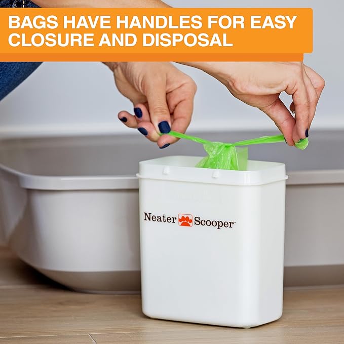 Neater Pet Brands Neater Scooper Standard Litter Scoop, 60 Refill Bags – Mess-Free Cat Litter Scooper with Bag, Spill-Proof Kitty Box Sifter, Bin Doubles as Scoop Holder, For Single-Cat Households