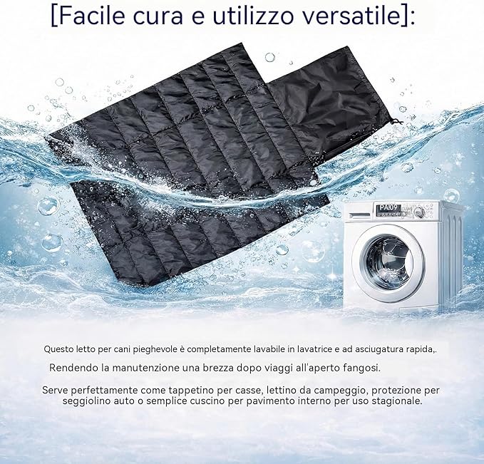 Portable Dog Crate Pad, Water-Resistant Foldable Pet Sleeping Mat, Cool Touch Summer Dog Bed for Outdoor Travel Camping & Indoor Use, Washable Black Kennel Pad (39"x28")(Black