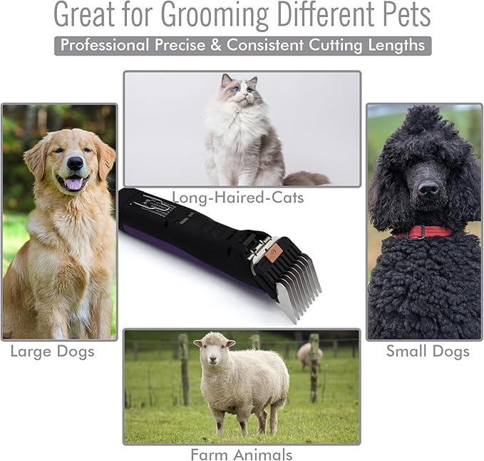 Professional A5-Style Animal Clipper Stainless Steel Color-Coded Snap-on Attachment Guard Guide Comb, 1/8"-1" Compatible with Wahl KM Series Oster A5 Andis Detachable Blade Pet Dog Groomers (#4-1/2")