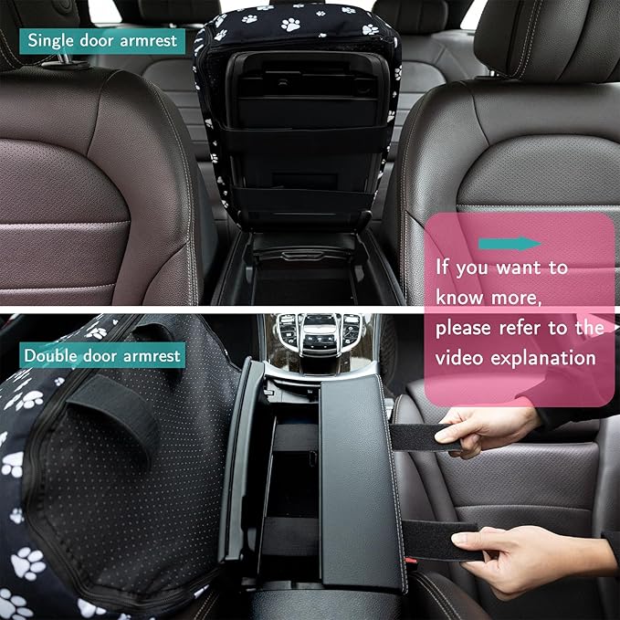 Center Console Dog Car Seat for Small Dogs Under 15 lbs - Detachable Washable Carrier with Safety Belt & Storage Pockets, Pink