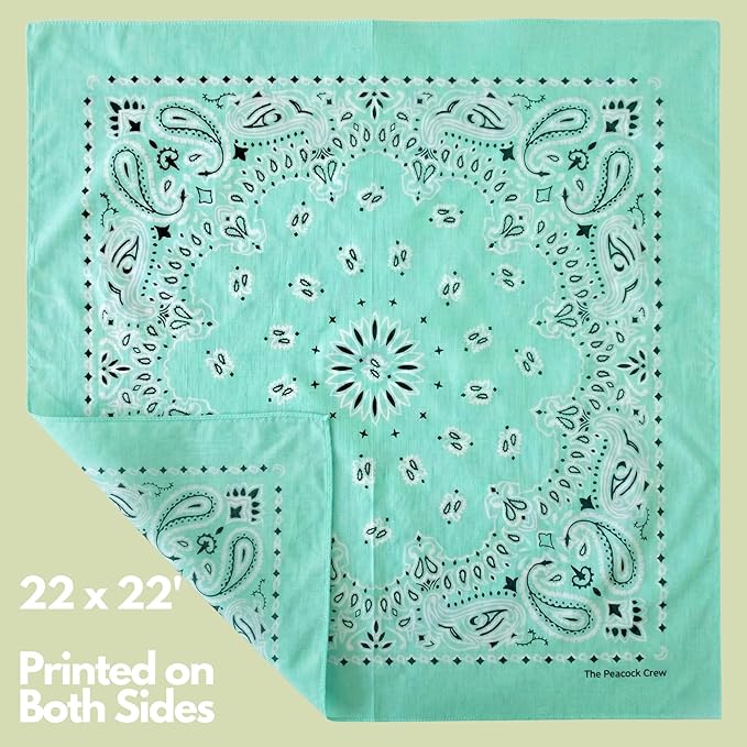 The Peacock Crew Premium Soft Cotton Bandanas Pack for Men and Women Paisley 22 x 22 inches