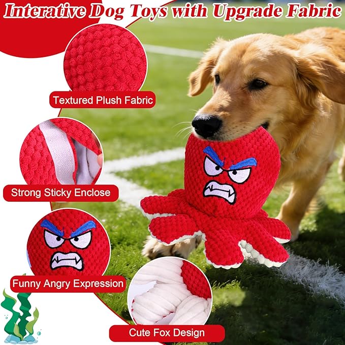 Mity rain Interactive Dog Toys with Thicken Plush, Moving Dog Toy with Recording Mode Shaking & Singing Mode Bouncing, Funny Ball Jumping to Keep Them Busy & Chase, Rechargeable (Octopus)