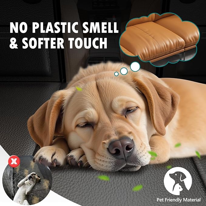 Btefd Back Seat Extender for Dogs Upgraded Anti-Scratch PU Leather, Hard Bottom Dog Car Seat Cover for Back Seat, Backseat Extender for Dogs, Waterproof Dog Hammock for Car, SUV, Small Truck, Black