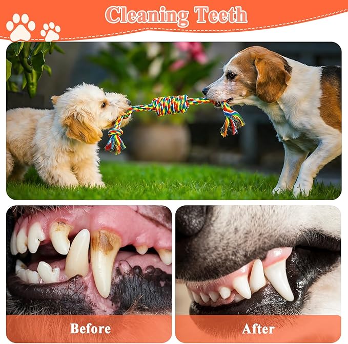 ASOCEA 5 Pack Dog Rope Toys Cotton Puppy Teething Rope Durable Chew Toys for Boredom Small Dogs Puppies Interactive Tug Toy for Training Fetching (Colorful)