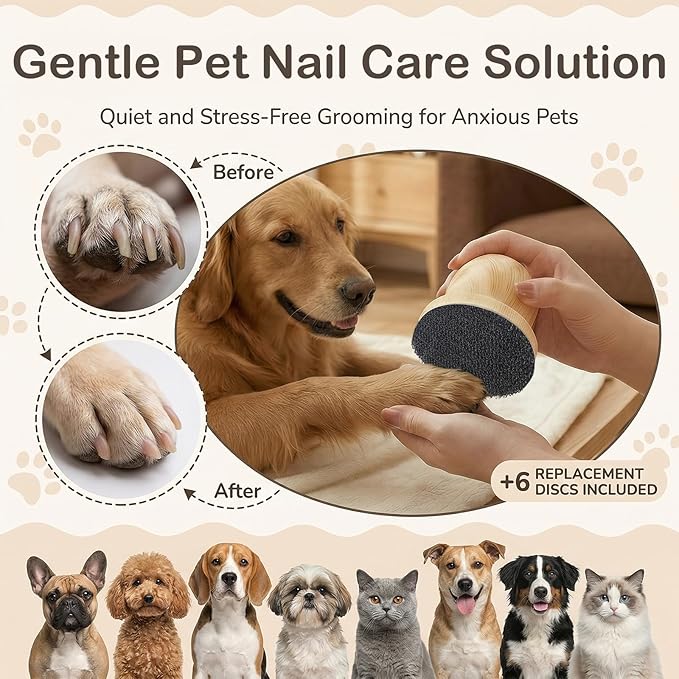 Dog Nail File with 6 Replaceable Sandpaper Sheets – Pet Nail File Board for Dogs & Cats, Safe Scratch Nail Grinder for Smooth, Healthy Nails at Home