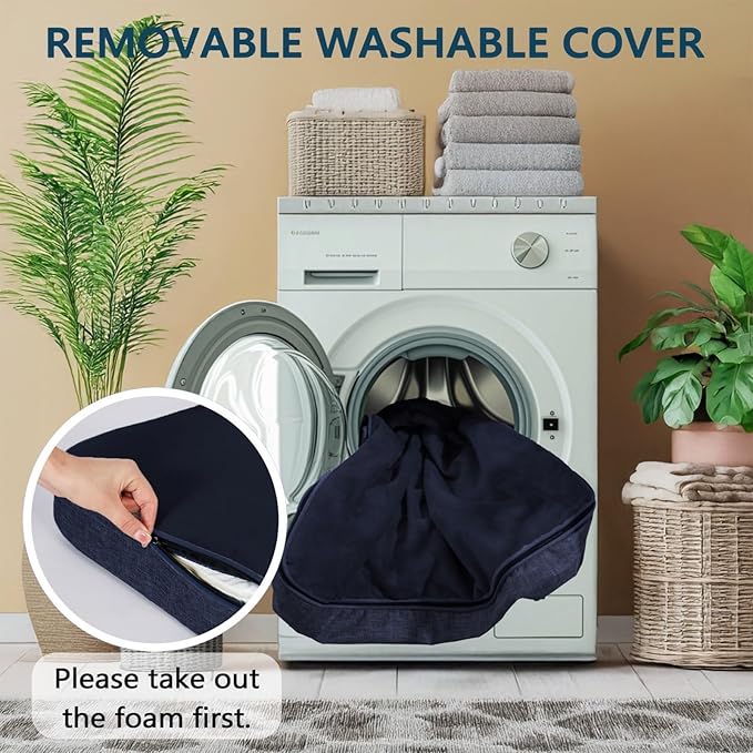 LIROCE Washable Dog Bed Cover Replacement, Large Wrap-Around Zipper Cover for Orthopedic Memory Faom Dog Bed (35x23x4 inches), Navy