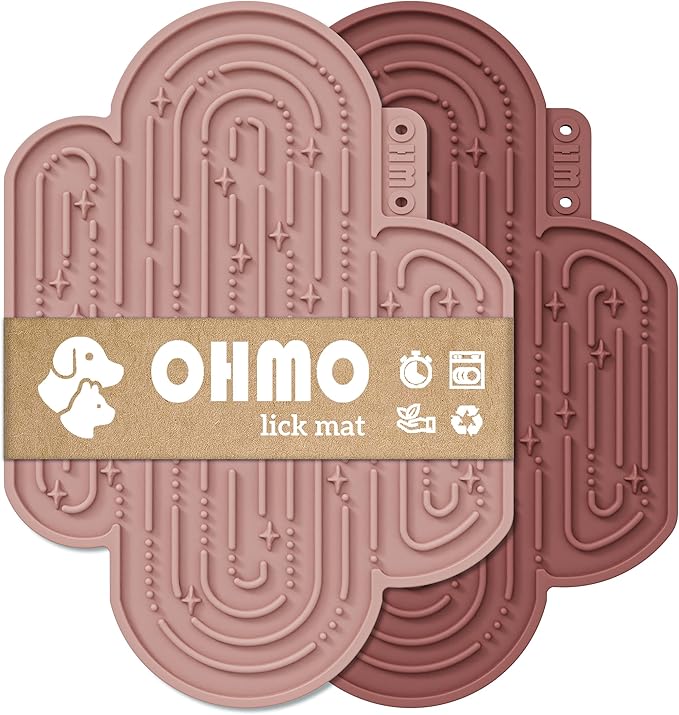 OHMO Lick Mat for Dogs and Cats Large(2 Pack) Cactus Design Easy to Clean Pet Slow Feeder with Suction Cups, for Anxiety Relief and Boredom Reduction