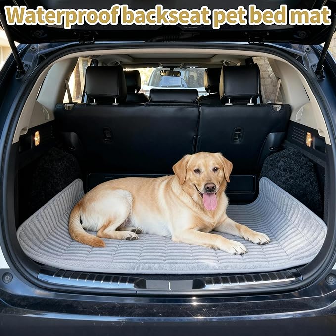 Backseat Dog Bed for Car Back Seat, Dog Mat for Car Backseat Pet Bed Mat, Non-Slip Travel Pet Mat, Fit for Backseat Extenders and Trucks Suvs (Grey, 27.5x55 Inch)