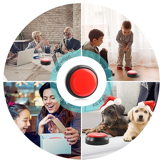 Recordable Sound Button - Pet Training Voice Recorder Buttons | 30-Second Custom Prank Sound Button for Gifts, Parties & Dog Commands Talking Answer Buzzers Funny Buttons (Battery Included)