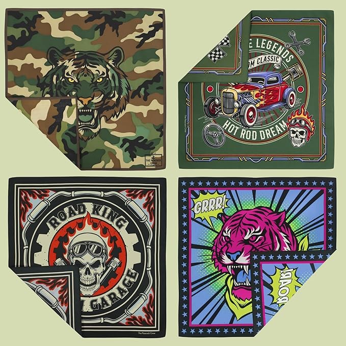 The Peacock Crew Premium Soft Cotton Bandanas Pack for Men and Women Paisley 22 x 22 inches