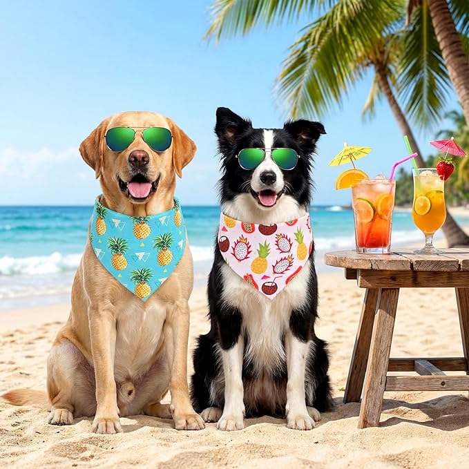 Sanwuta 72 Pcs Dog Bandana Bulk Summer Fruit Washable Puppy Triangle Scarfs Tropical Cat Bandanas Adjustable Soft Cute Pet Triangle Bibs Accessories for Small Medium Dogs Cats Pets Costume