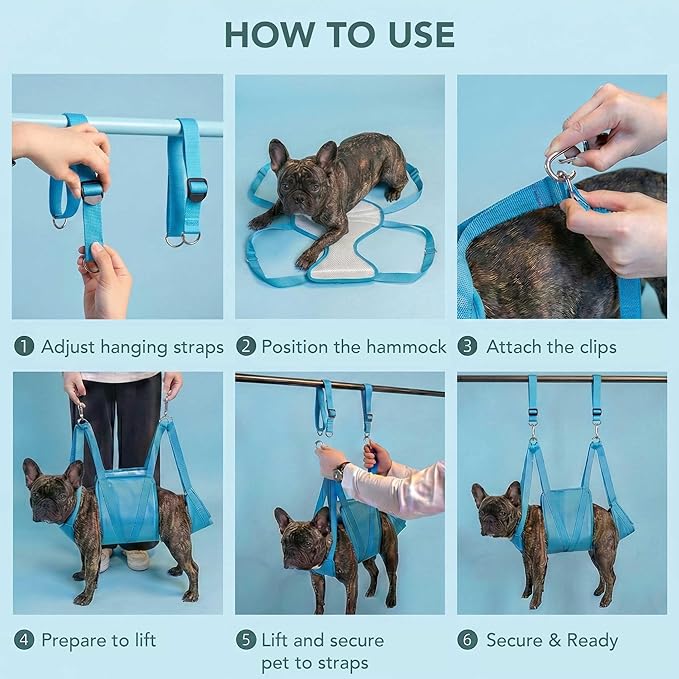 Haminway Pet Grooming Hammock – Medium Size, 3D Air-Mesh Dog Grooming Sling for Nail Trimming, Bathing & Ear/Eye Care for 16–40 lbs Pets