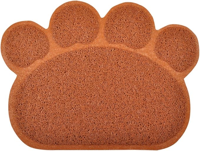 DM Paw-Shaped Cat Litter Box Debris Catcher Mat, 15.75 * 11.75 Inches (Coffee)