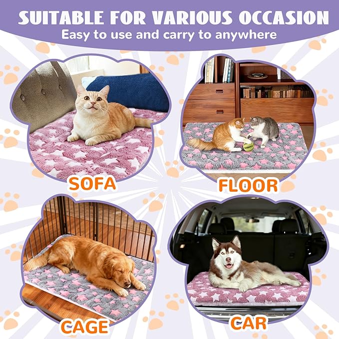 2 Pcs Self Warming Cat Bed, Self Heating Pet Mat for Cats & Dogs Soft Calming Cat Bed Mat Reflects Body Heat Warm Washable Pet Pad for Crates, Floors, Indoor, Outdoor (31×23.6 Inch)