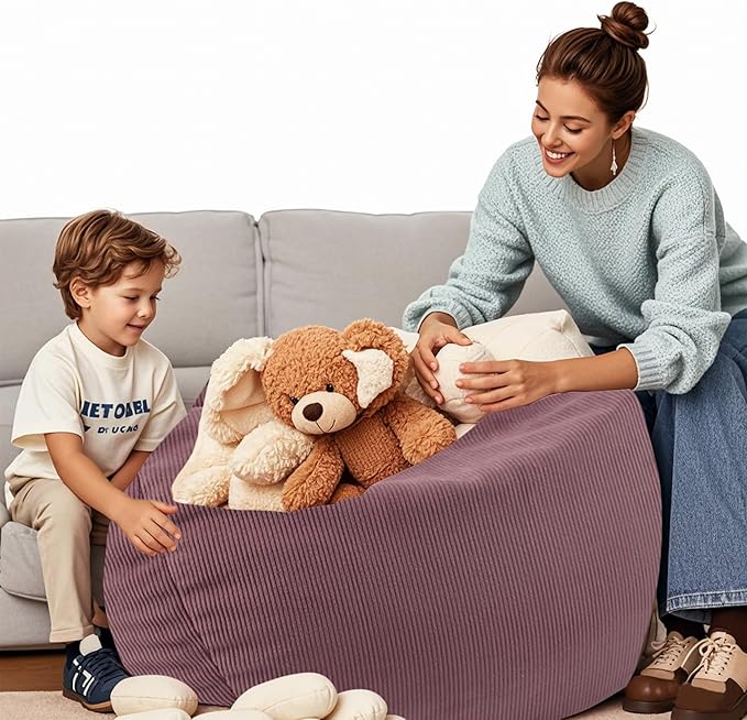 LPMOERA Stuffed Animal Storage Bean Bag Chair Cover (No Filler) For Kids and Adults.Pets Dogs/Cats Lazy Beds.Soft Premium Corduroy Stuffable Bean Bag For Organizing Children Plush Toys or Memory Foam