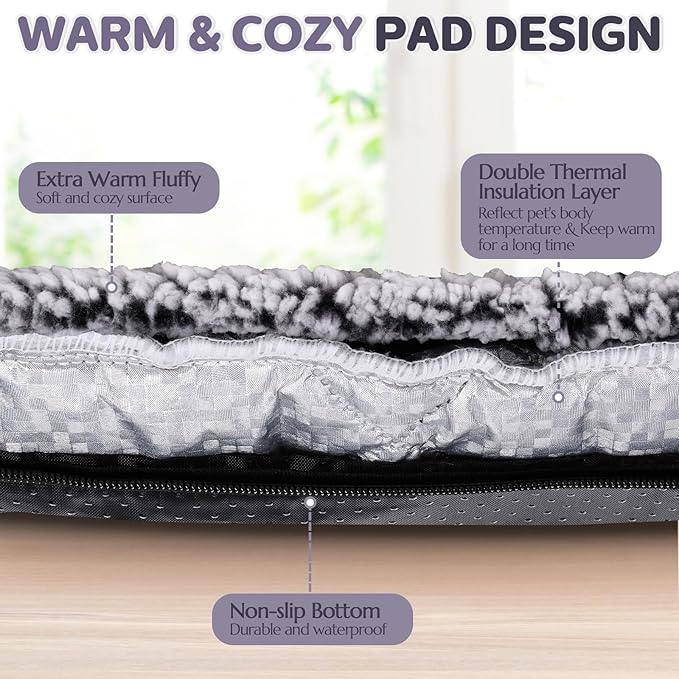 Self Warming Cat Bed Pad Self Heating Pet Mat Warmer Bed Mat for Feral and Indoor Washable Thermal Pet Kennel Pad with Anti-Slip Bottom (Gray,16 x 20 Inch)