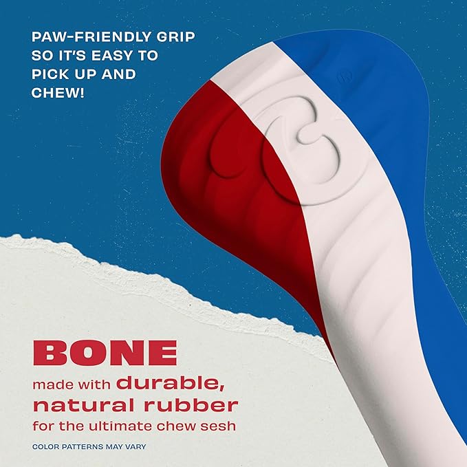 Benebone Natural Rubber Dog Chew Toy, Dog Bone, Limited Edition America 250, Medium