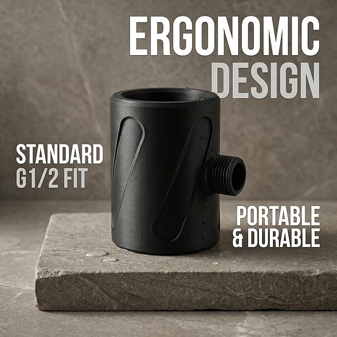 "Lil' Bro" 360 Handheld Detailer - The Ultimate Undercarriage Power Washer for Men & Pets - 360° Inward Vortex Hygiene Wand - Fits Standard Shower Hoses (Black, Small)