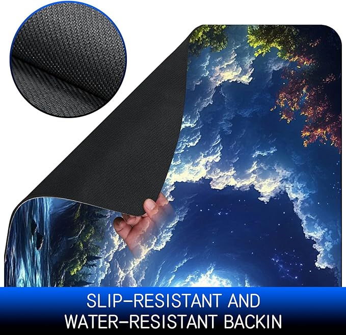 Dog Food Mat, 19.6" x 23.6" Absorbent Pet Feeding Mat for Food and Water, Waterproof Diatom Mud Pet Placemat with Non-Slip Rubber Backing, Easy Clean Cat Bowl Mat for Floors - Forest Sky