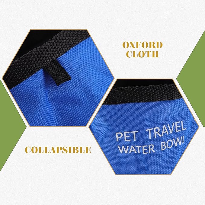POPETPOP Foldable Dog Bowl Food Grade Waterproof Portable Travel Bowl for Pet Food and Water Feeding with Carabiner Clip Lightweight 5.9X2X3.5 Inch
