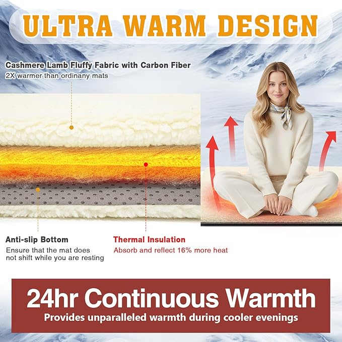 Large Self Heating Cat Dog Pad Mat 59''x27.5'' Non Electric Jumbo Washable Heated Thermal Sleeping Blankets for Adult Pet Bed Gifts Safe Use Indoor Outdoor Camping Furniture