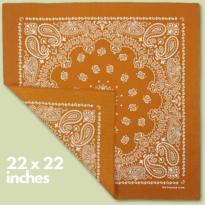 The Peacock Crew Premium Soft Cotton Bandanas Pack for Men and Women Paisley 22 x 22 inches