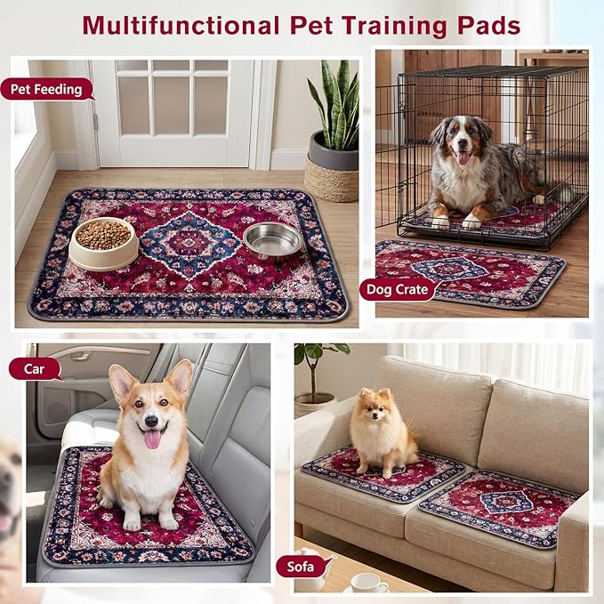 Washable Pee Pads for Dogs and Cats, 2 Pack Absorbent Thick Reusable Training Dog Pet Puppy Pads, Waterproof & Non-Slip Whelping Pads for Potty Training, Whelping, Playpen, Crate, Prevents Leakage