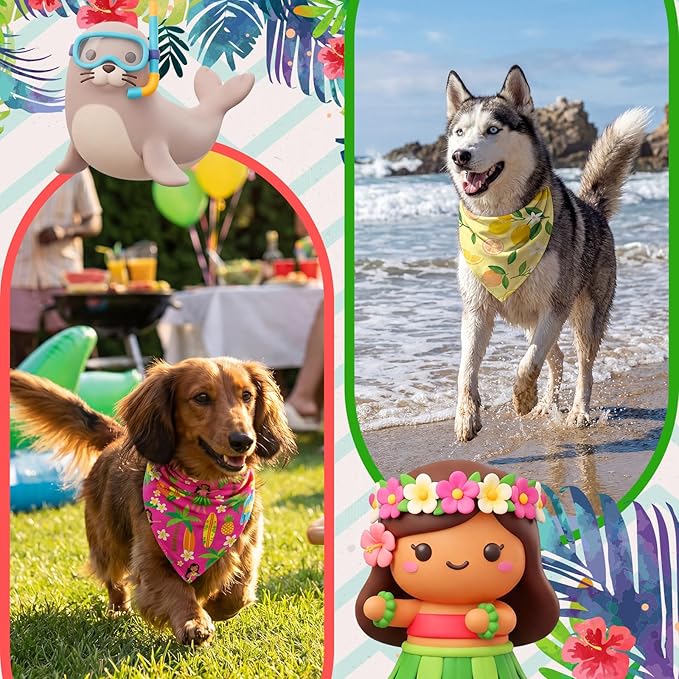 Weewooday 50 Pcs Dog Bandanas Bulk Dog Bandanas for Dogs Soft Bibs Adjustable Triangle Bandana for Small Medium Large Costume(Summer,25.6 x 17.7 x 17.7 Inch)